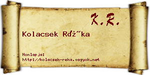 Kolacsek Réka névjegykártya